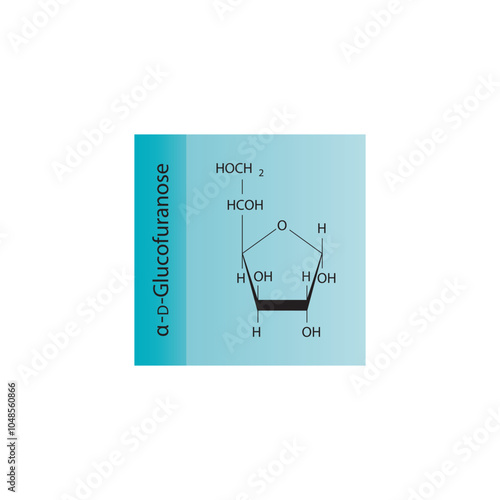 α-D-Glucofuranose skeletal structure diagram.Sugar compound molecule scientific illustration.
