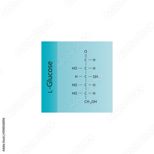L-Glucose skeletal structure diagram.Sugar compound molecule scientific illustration.