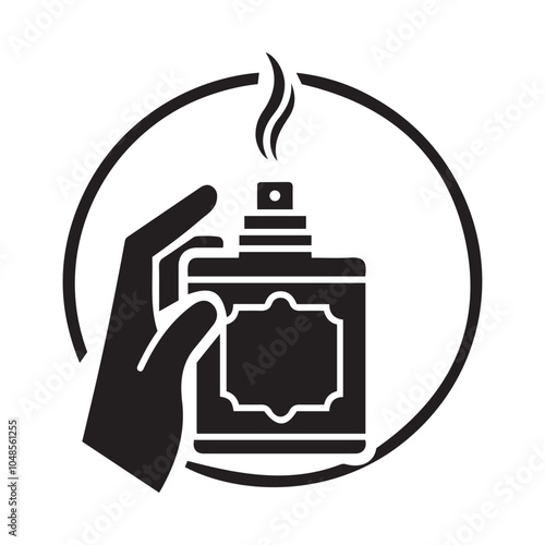 Hand Hold Perfume Bottle Logo Icon Vector Illustration photo