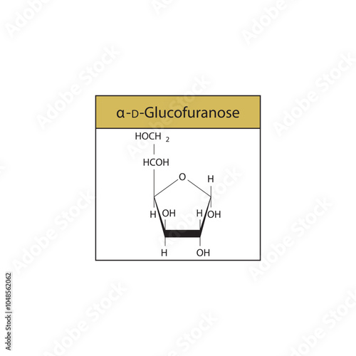 α-D-Glucofuranose skeletal structure diagram.Sugar compound molecule scientific illustration.