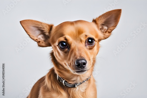 Chiweenie dog on white background, Ai Generated photo