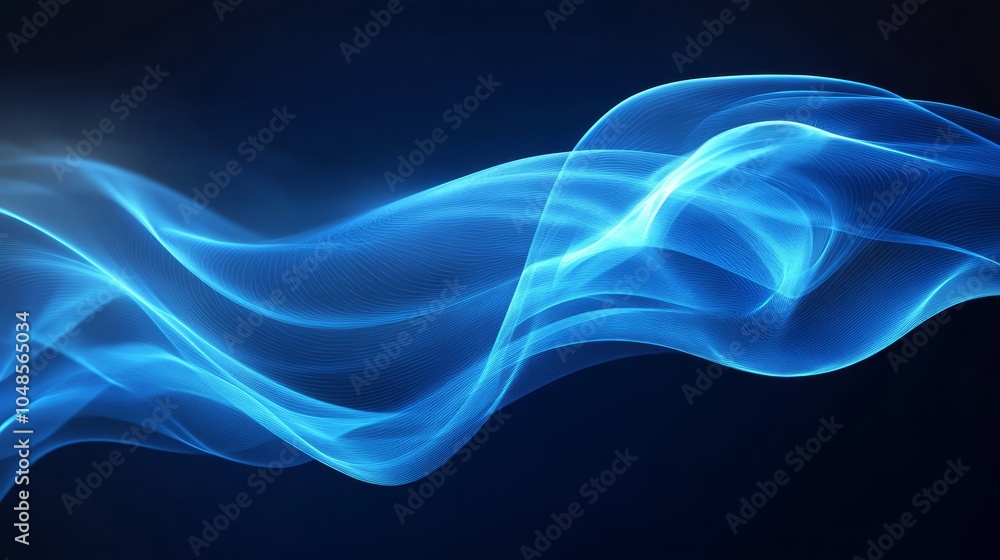 Fototapeta premium Ethereal Blue Wave Flow on Dark Background
