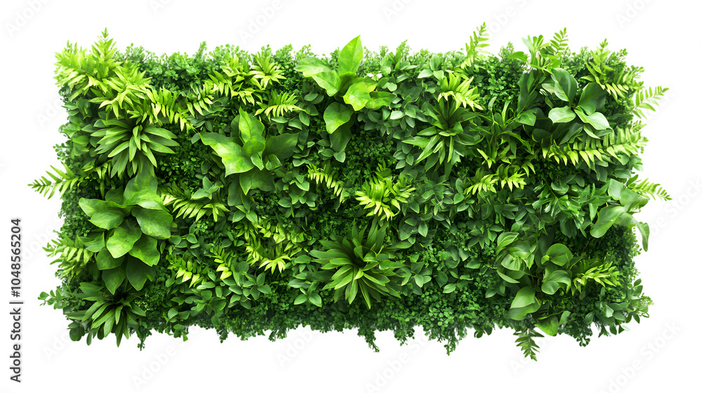 Obraz premium Green plant wall panel, isolated on white background
