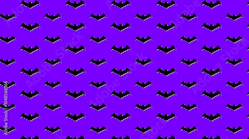 Loop seamless pattern of halloween bat with purple background