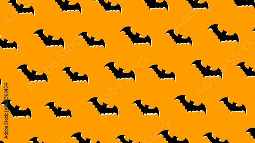 Loop seamless pattern of halloween bat with orange background