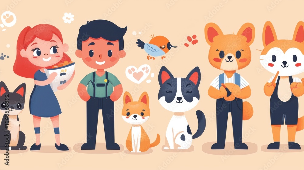 Small Animal Role-Switching Illustration: A Whimsical Adventure Small Animal Role-Switching Illustration: A Whimsical Adventure