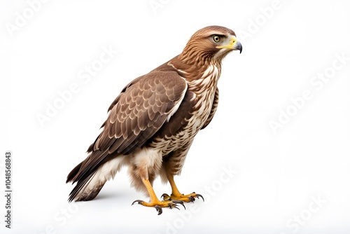  Common buzzard on white background, Ai Generated