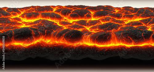 Seamless of Mesmerizing Eruption of Molten Lava from Volcanic Inferno with Scorching Flames and Glowing Embers photo