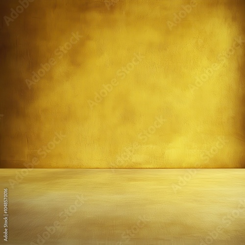 Golden Wall and Wooden Floor Background for Product Display and Design