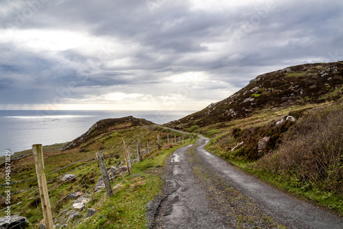 The coastal single track road between Meenacross and Crohy Head south of Dungloe, County Donegal - Ireland