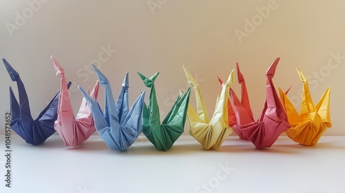 Colorful Origami Cranes Display