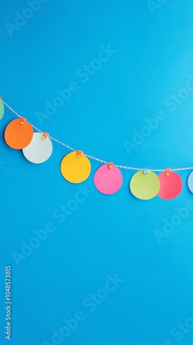 Colorful Paper Circular Banner on Blue Background
