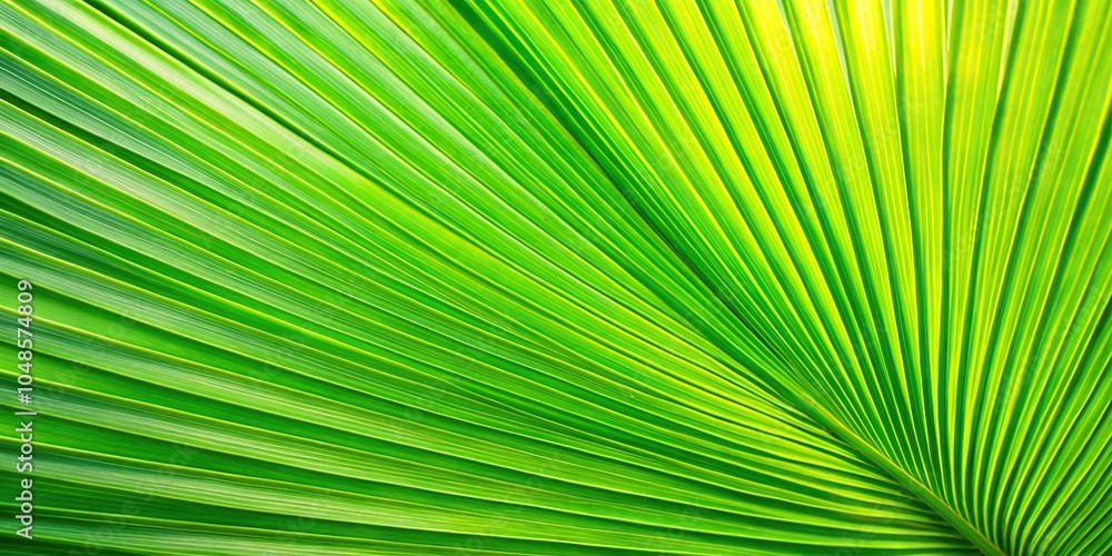 Fototapeta premium Tropical bright and green palm leaf frond background with tilted angle