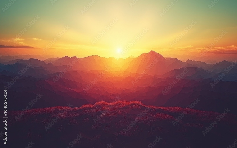 Obraz premium Sunrise over Mountain Range