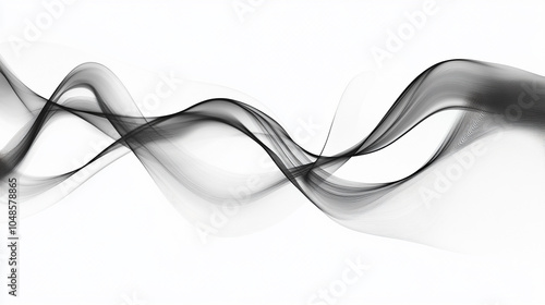 Abstract black wave flowing on white background. Abstract black wave design isolated on white background. abstract black wave and curve design ,modern and smooth motion white background, generative ai photo