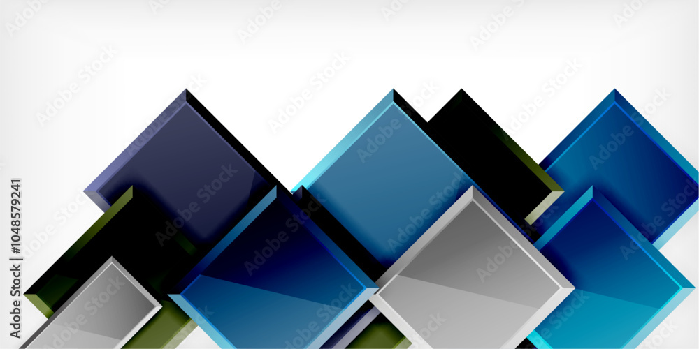 Glass toy style square shapes abstract design. Vector Illustration For Wallpaper, Banner, Background, Card, Book Illustration, landing page Glass toy style square shapes abstract design. Vector Illustration For Wallpaper, Banner, Background, Card, Book Illustration, landing page