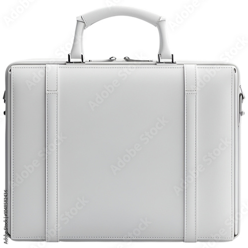 Minimalistic white briefcase on transparent background, ideal for business and corporate concepts photo