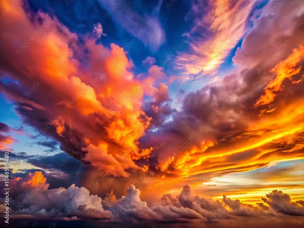 Naklejka premium Colorful Clouds Rolling Away in Aerial Photography - Captivating Sky Views for Nature Lovers and Landscape Enthusiasts