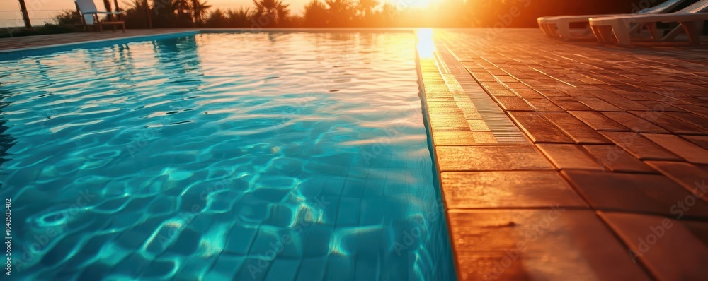 Obraz premium Swimming pool, vibrant colors, refreshing scene, poolside, inviting