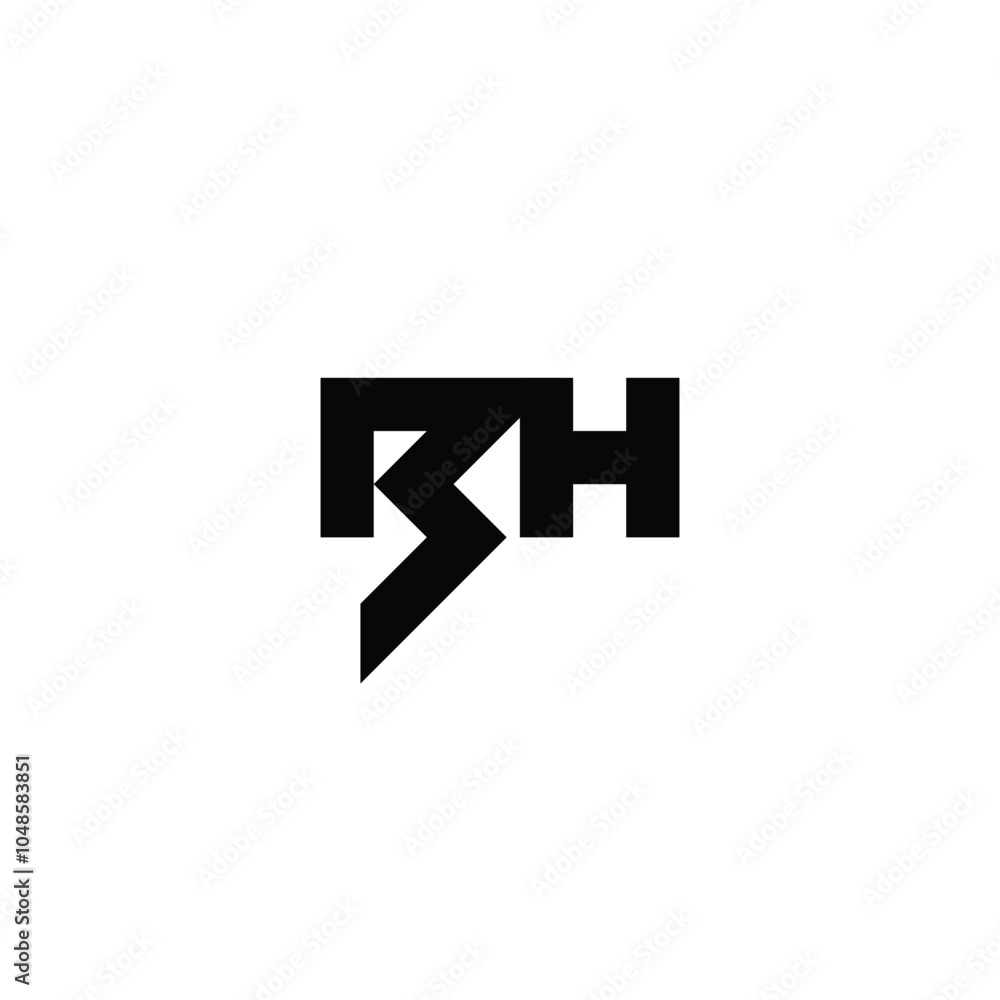 Obraz premium BH monogram logo design letter text name symbol monochrome logotype alphabet character simple logo