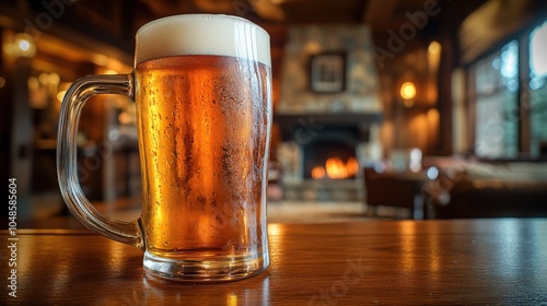 Refreshing Beer in Cozy Bar Setting