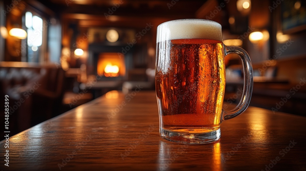 Refreshing Beer in Cozy Pub Setting Refreshing Beer in Cozy Pub Setting