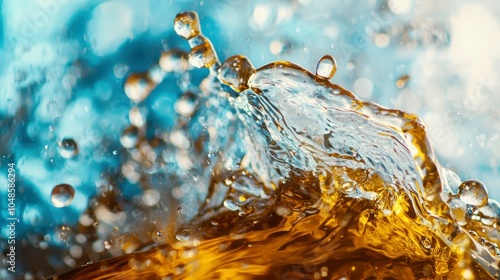 Water splash in motion with swirling and rippling effect photo