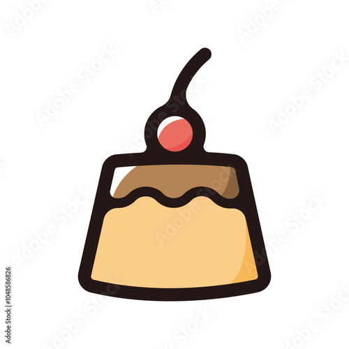 Crème caramel outline icon for graphic design, apps and websites