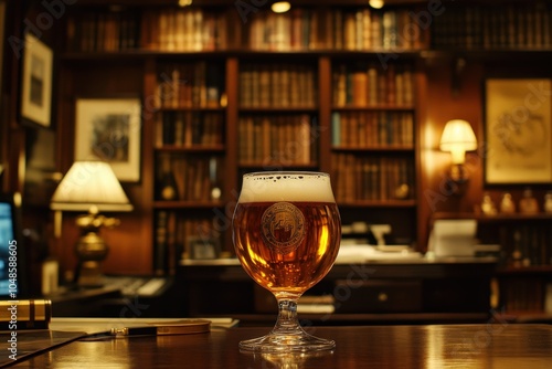 Elegant Brew in a Cozy Library Setting