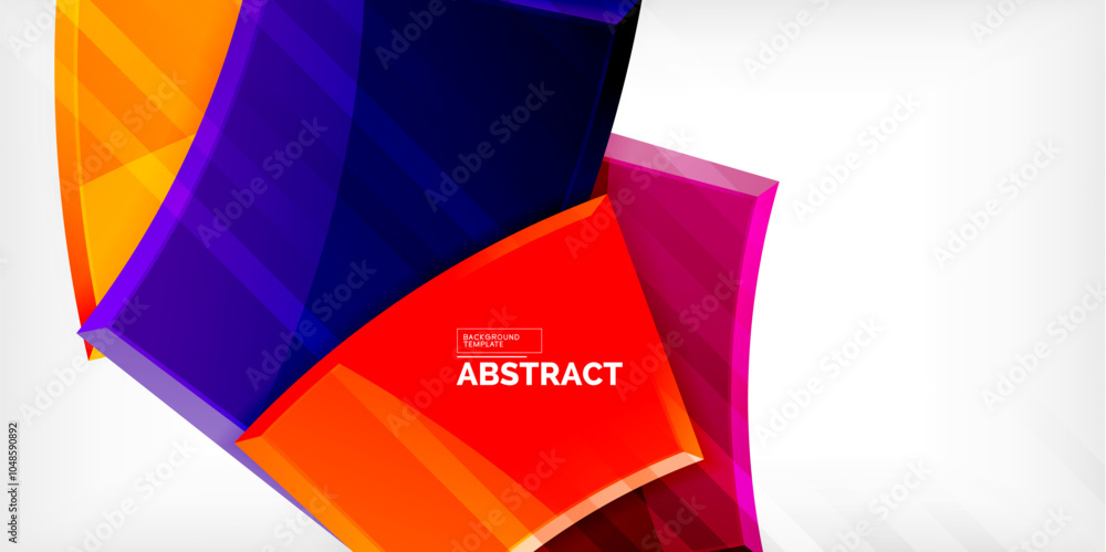 Obraz premium Round 3d shapes, plates background. Creative composition design template