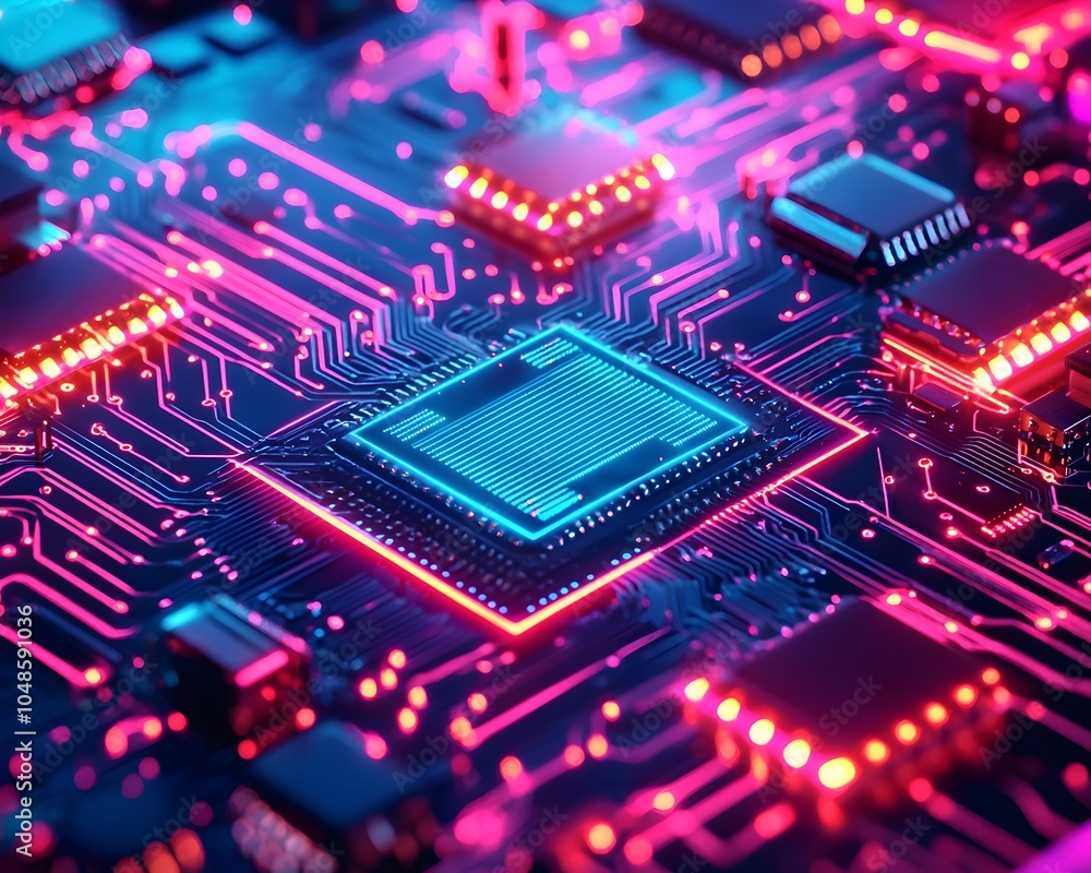 Glowing Quantum Circuit Board Symbolizing Advanced Science and Technology Glowing Quantum Circuit Board Symbolizing Advanced Science and Technology