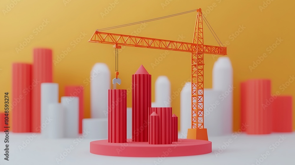 Obraz premium High Rise Building Construction Scene with Cranes