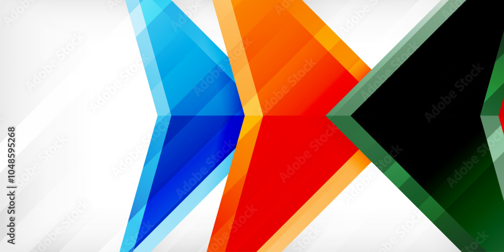 Arrows with 3d effect abstract background. Triangles on light grey backdrop Arrows with 3d effect abstract background. Triangles on light grey backdrop