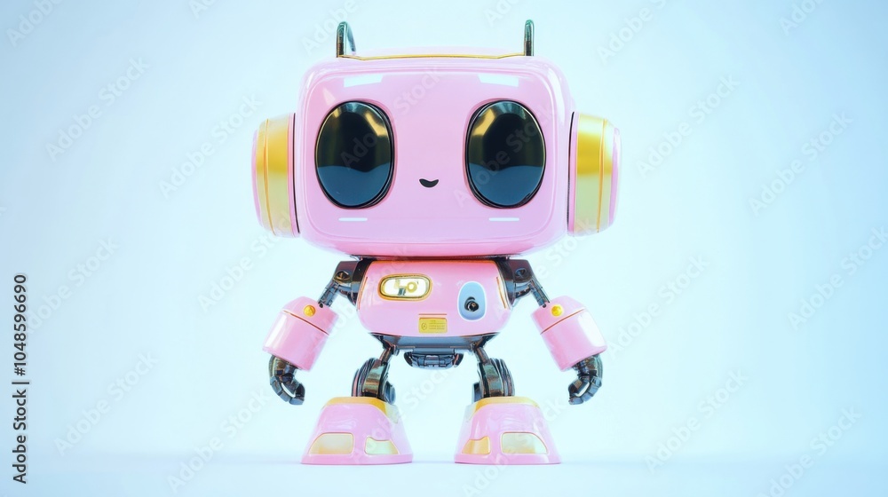 Cute pink robot character reflecting modern design in AI Cute pink robot character reflecting modern design in AI