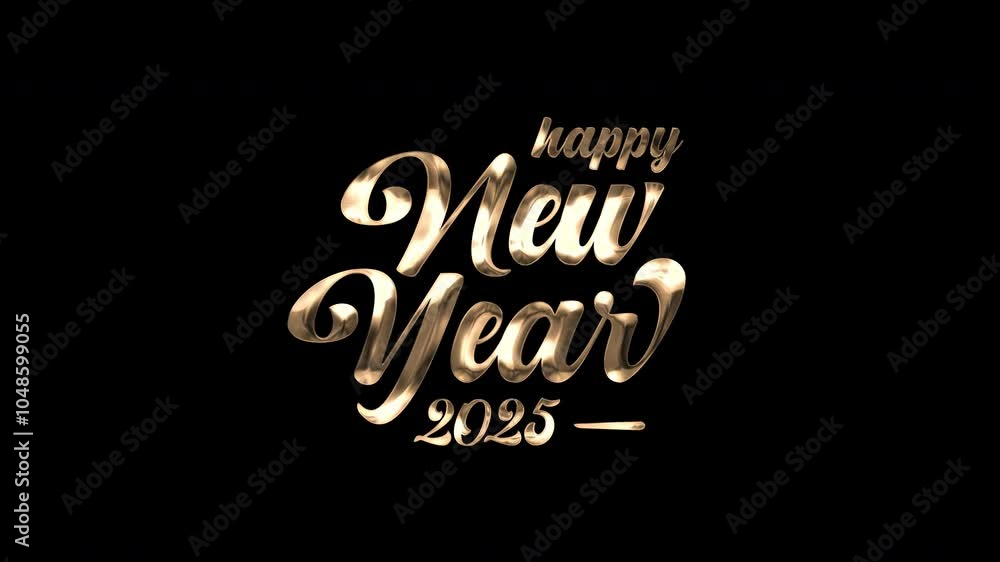 Golden text on black background, Happy New Year 2025 Text Animation. Ideal for New Year's Eve party invitations, social media posts, and holiday banners. Footage animation Golden text on black background, Happy New Year 2025 Text Animation. Ideal for New Year's Eve party invitations, social media posts, and holiday banners. Footage animation