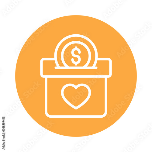 Fundraising vector Outline Circle Design icon. Volunteering Symbol on White background EPS 10 File