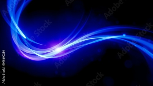 Abstract Swirling Blue Lines on a Black Background with Glowing Highlights