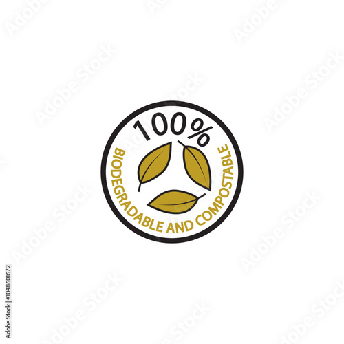 Plastic free. 100 Biodegradable and compostable icon