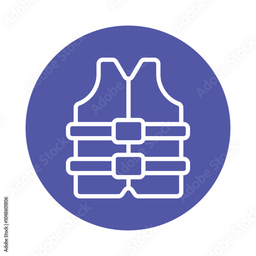 Life Vest  vector Outline Circle Design icon. Volunteering Symbol on White background EPS 10 File