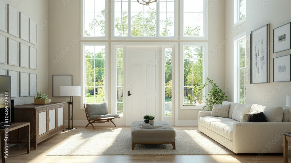 Fototapeta premium Bright and Airy Modern Living Room Interior Design