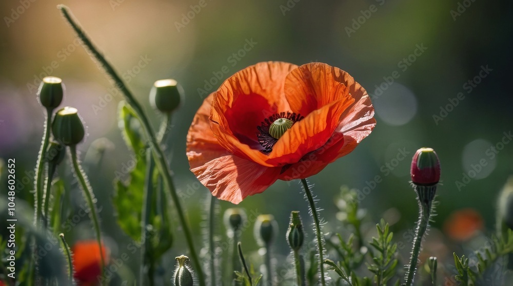 Obraz premium Poppies in the field, the flower, a lasting memorial symbol to the fallen soldiers