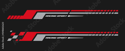 Set of simple car stripes. Car race stripes. Racing sticker design. Graphic sport decal vinyl element. Automobile decoration. Racing design vector