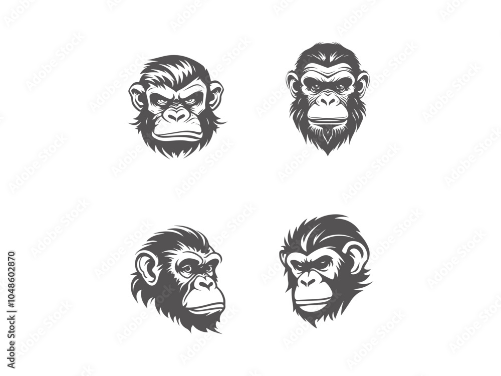 Fototapeta premium premium chimpanzee logo set vector, vector and illustration,