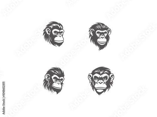 premium chimpanzee logo set vector, vector and illustration,