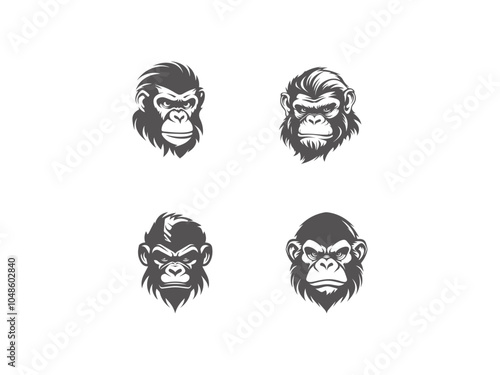 premium chimpanzee logo set vector, vector and illustration, photo