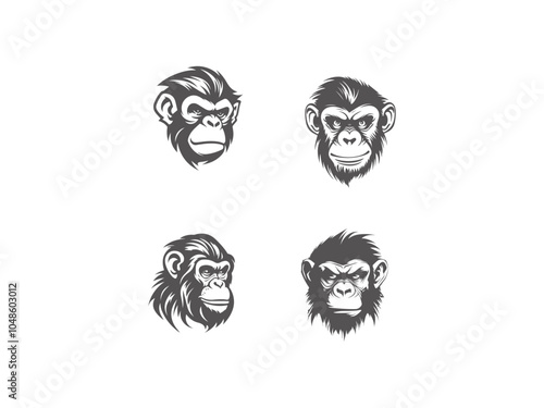 premium chimpanzee logo set vector, vector and illustration, photo