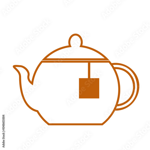 茶色のシンプルなティーポットの線画アイコン