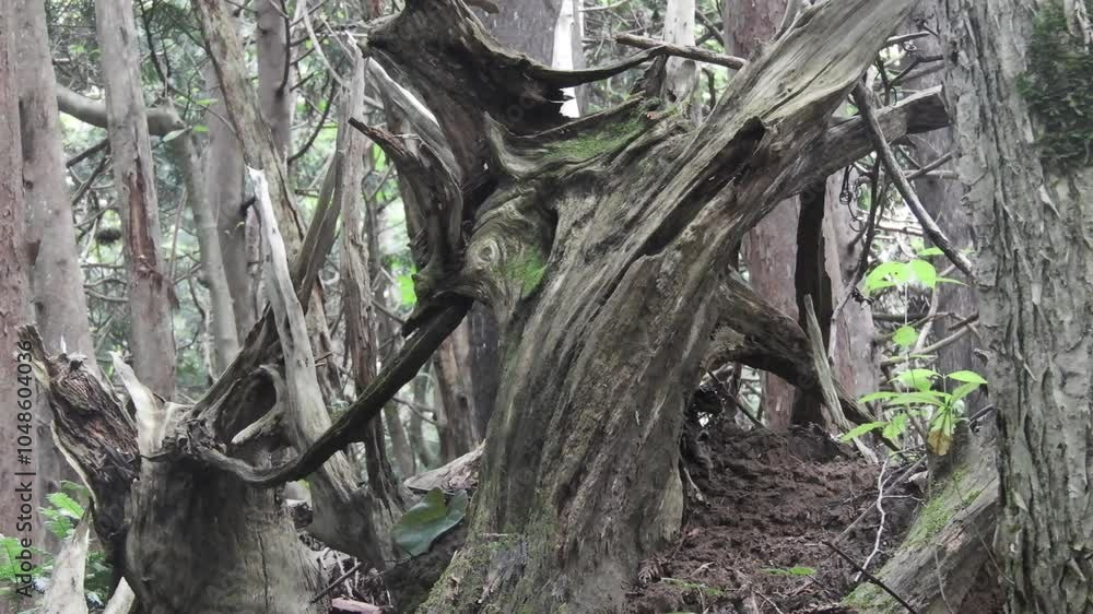 [4K] Decaying Fallen Tree in Deep Hiba Forest: Mossy Rotting Log and ...