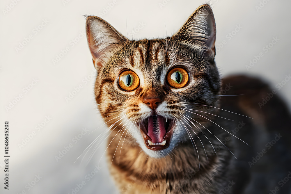 Angry and surprised cat isolated on transparent png background with a funny and excited expression. Angry and surprised cat isolated on transparent png background with a funny and excited expression.