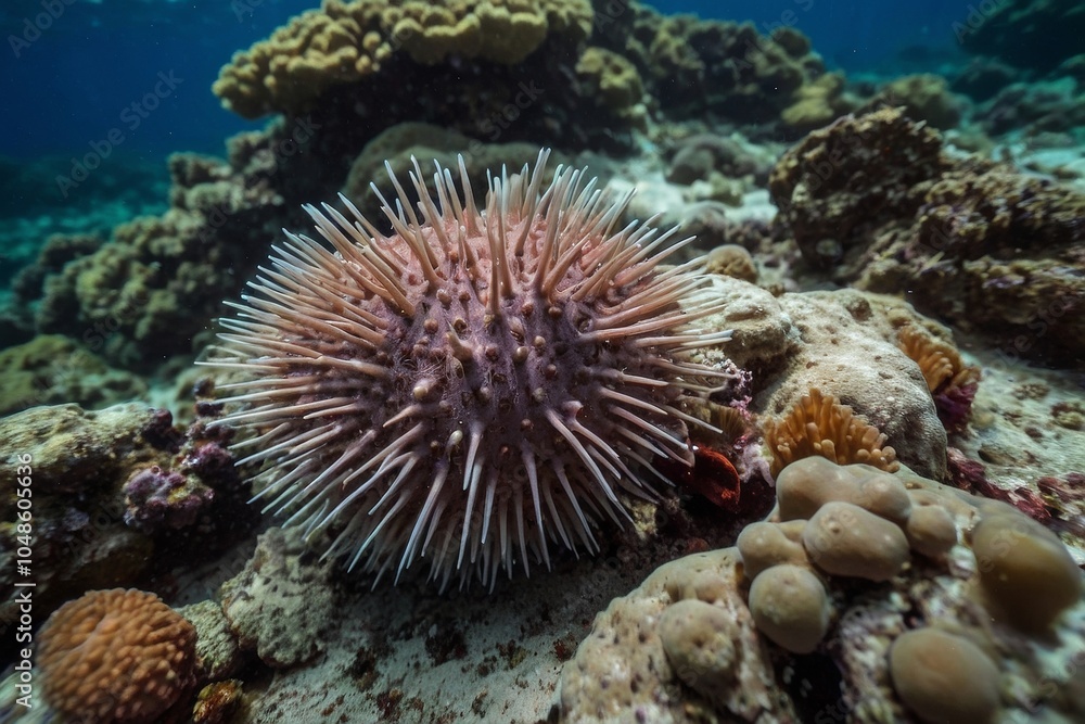 Obraz premium A red sea urchins in its natural habitat